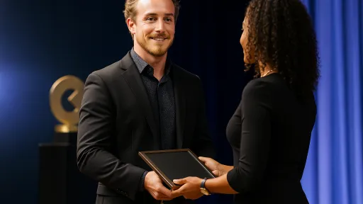 CEO receiving award 
